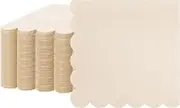 Fuutreo 100 Pcs Scalloped Sage Cocktail Napkins Thick Paper Disposable Party Beverage for Wedding Dinner Birthday Supplies, 5 x Inches (Milky White) (Fuutreo-Sage Cocktail-04)