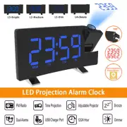 LED Digital Projection Alarm Clock Table Timer & USB Phone Charger Snooze Radio