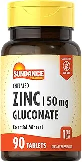 Sundance Chelated Zinc 50 mg Tablets, 90 Count