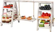 Flenpptly Wooden Cupcake Stand, 3 Tier Cupcake Display Stand for Dessert Display, Dessert Stands with Serving Tray and Foldable Stand for Party, Birthday, Wedding, Events, Baby Shower (White)