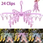 24 Clips Laundry Clothes Hanger Sock Drying Rack Rotatable Hanger Sock Plastic §