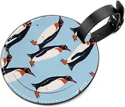 [KQNZT] Luggage Tags for Suitcases, 2 Pcs Leather Luggage Tags for Suitcases, Leather Luggage Tag, Cute Luggage Tag, Luggage Name Tags, Cartoon Penguin Animal Pattern Lovely