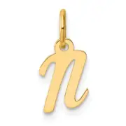 14K Small Script Letter N Initial Charm Bracelet Necklace