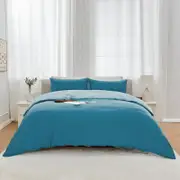 Linenova Pre-Washed Slate Blue Quilt Cover Set