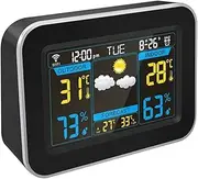 Digital Vertical Weather Forecaster with Indoor/Outdoor Temperature, Humidity, and Date and Time(Black)