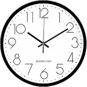 Room Tide Silent Wall Clock 12 inch Quartz Classic Design Easy to Read Large Wall Clocks for Living Room Decor Bedroom Decor Home Kitchen Home Office School Room Clock (Black & White) 30cm