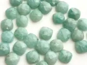 7.5-8mm Amazonite Rose Cut Flat Back Cabochons, Amazonite Faceted Cushion