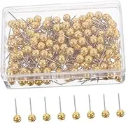 200Pcs Gold Push Pins Round Head Map Tacks for Elegant Decorative Projects Thumb Tacks for School and Office Use for Photos and Maps