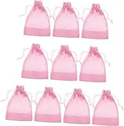 ULTECHNOVO 10Pcs Clear Window Drawstring Storage Pouch Small Organizer Bags for Jewelry and Travel Lightweight Mesh Design for Easy Item Visibility and Portability