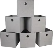 JAKAGO Foldable Storage Boxes Set of 6,Sturdy Storage Cubes 30 x 30 x 30 cm for Cube Storage Unit for Shelves, Clothes Towels Toys Organiser-Grey