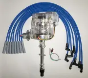 BIG BLOCK CHEVY 396 454 CLEAR HEI Distributor + BLUE STRAIGHT SPARK PLUG WIRES