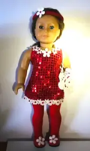 RED SEQUINED PARTY ENSEMBLE FOR 18"AMERICAN GIRL DOLL