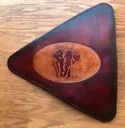Leather Tripod Saddle Seat Cover Handcrafted of Elephant, Made in Kenya