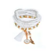 2PCS Bohemian Tassel Flower Leaf Pendant Multilayer Beads Bracelets for Women 03 COLOR