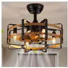 ANTOINE 20 in. 4-Light Indoor Farmhouse Black Caged Ceiling Fan W Remote