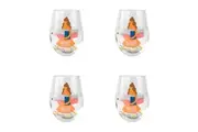 4x Urban 12cm Wine Lover Stemless Glass Drink Party Cup Glassware Tumbler Peach