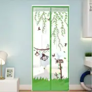 Mesh Magnetic Fly Snap Screen Mosquito Door Curtain Hand Free Monkey Green