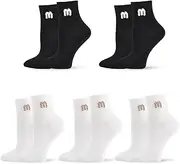 [Htlpym] 5 Pairs Women's Cotton Crew Letter Print Socks Soft Breathable Fun Novelty Ankle Aesthetic Girls Socks(Assorted Color)