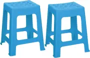 2 Pack Plastic Stools 16.9 Inch Blue Nesting Stools Portable Backless Bar Stool