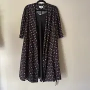 Love For Robe by A + G Women’s Medium 2 Piece Robe & Slip Dress Set Black Floral