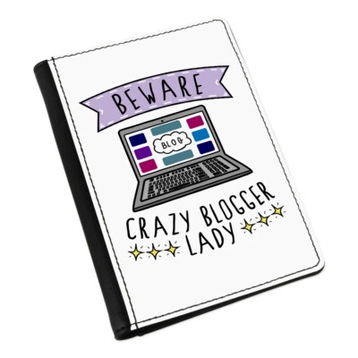 Beware Crazy Blogger Lady Passport Holder Cover Case Funny Joke Blogging Mum