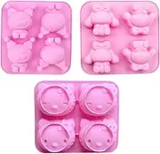 3 Pack Cartoon Silicone Mold,Cake Decoration Fondant Molds,Cartoon Chocolate Mould,DIY Baking Tool,Homemade Dessert Tools,for Refrigerator, Oven, Microwave