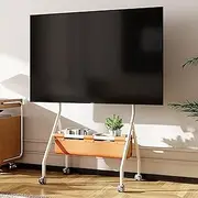 EKDJSN Mobile TV Stand, Rolling TV Cart for 40-75 Inch TVs, Floor TV Stand Mount with PU Leather Storage Bag, Tall TV Mount Stand with Lockable Wheels, Holds Up to 60kg(White)
