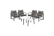 Livsip 6PC Outdoor Patio Furniture Set Round White Marble Table Sets