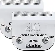 2Pack 40 Blade Dog Grooming Compatible with Andis Clippers Carbon Infused Steel Detachable Ceramic Sharp Edge Also Compatible with Wahl/Oster Dog Clippers