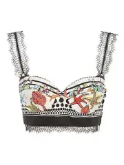 NWT VERSACE Trésor de la Mer Print Silk Twill Crop Bustier Top size IT 40/ US 4