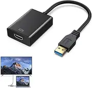 USB to HDMI Adapter, USB to HDMI Cable High-Definition Supports 1080P Video, 3.0/2.0 Compatible Easy Installation Dual Display Modes for Windows 7/8/10 for Laptops HDTVs Extends & Mirrors Displays