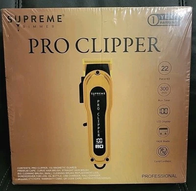 Supreme Trimmer Pro LCD Display Professional Clipper STC5030/GD Gold 22pc Kit Nw