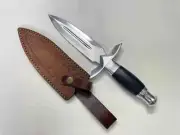 Handmade Double Edge Knife , Custom Dagger Knife With Leather Sheath, Stainless
