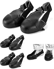 QWORK Steel Toe Cap Safety Overshoes Workplace Anti-smash Cover with Adjustable Strap for Men/Women, 4 Pairs (Size 5-12 US)