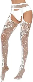 [AYTDNEHGK] Black Mesh Stockings Sexy Underwear Jacquard Fishnet Pantyhose Transparent Tights Socks Women'S Thigh High Stockings