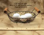Small Primitive OBLONG WIRE BASKET with Wood Handles -- Farmhouse / Country
