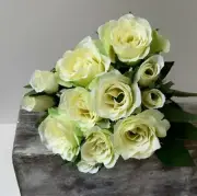 CREAM GREEN ROSE FLOWERS CREAM MINI ROSES WEDDING BOUQUET BOUQUETS WEDDINGS FAKE