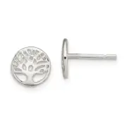 8.19mm Sterling Silver Tree of Life Post Earrings