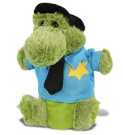 DolliBu Alligator Police Officer Hand Puppet Plush Toy with Cop Uniform, 9 Inch