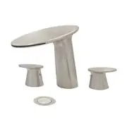 Brushed Nickel Waterfall Widespread Bathroom Sink Faucet,Two Handle Three