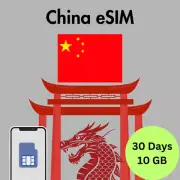 China Prepaid Travel eSIM Card 10GB Data 5G / 4G Lte 30 Days