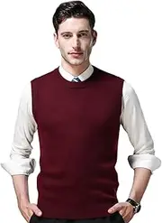 [YINNORE] Mens Sleeveless Sweater Vest Comfort Wool Round Neck Knitted Pullover Cardigans Tank Top Jumpers