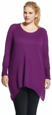Tulah Women's Plus Size Sabrina Slub Cotton Sweater Tunic (2X, Dark Orchid) New