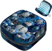 Sanitary Napkin Storage Bag,Period Bag,Christmas Stars Snowflakes Snowman,Sanitary Bags for Feminine Products