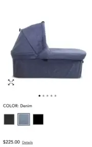 NIB VALCO BABY TREND BASSINET IN DENIM BLUE WITH ADAPTORS $225 BLOOMINGDALE'S