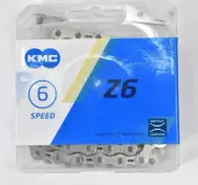 KMC Z6 6 Speed Bicycle Chain 1/2" x 3/32" 116 Link Silver Replacement Drivetrain