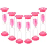 Two Minutes Sand Timer, 6Pcs Pink Mini Glass Hourglass Timer 2 Minutes Sand C...