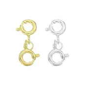 6 Set Double Spring Clasps, 6mm/0.24" 925 Silver Spring Ring Clasp