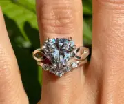 Trillion Solitaire Moissanite Engagement Wedding Bridal Ring Set sterling silver