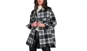 Sanctuary Midi Shacket Shirt Jacket Winter Latte Plaid Size XS 400172